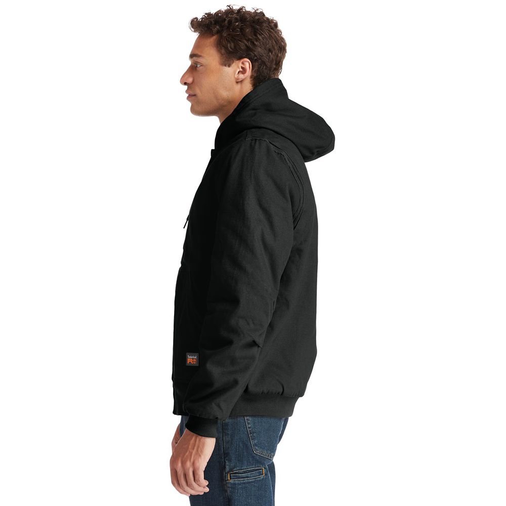 Timberland Mens Jackets PRO® Gritman Lined, Hooded Canvas - Black - India UY6789412